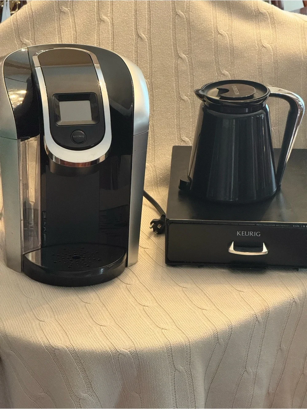 Keurig Black Coffee Pod Drawer Organizer with Black Carafe